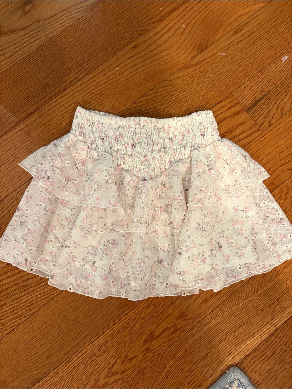 Smocked Waist Floral Tiered Ruffle Mini Skirt - Pink Floral LSF FBZ